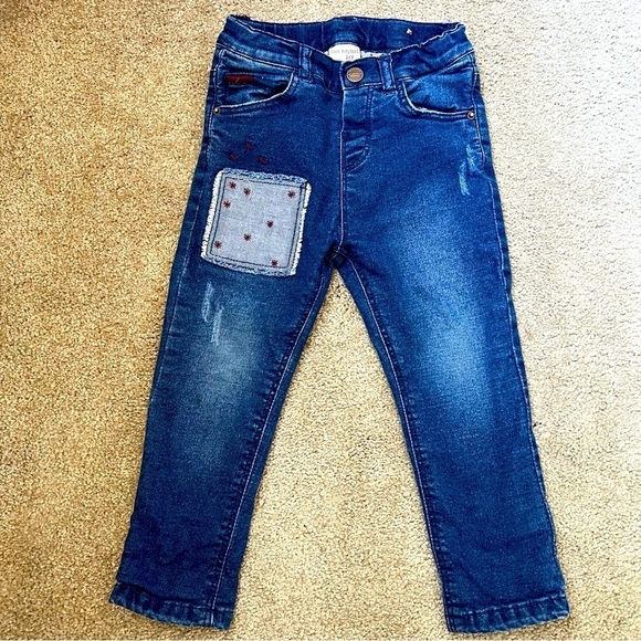 Zara Other - Zara Baby Girls Blue Denim Patchwork Jeans Size 2/3